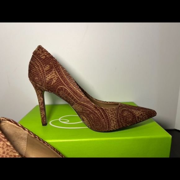 Sam Edelman Hazel Pointed Toe Pump Heels Shoes Brown Paisley Fabric Size 9.5 - Picture 3 of 16